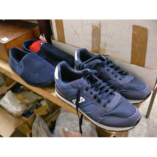 230 - Pair of Fila trainers size 43, appear almost new and a pair of slippers size 9