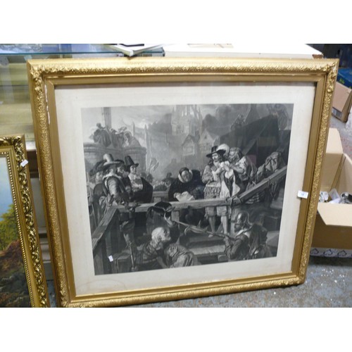 78 - Large Victorian engraving by W T Davey of the Marquis of Montrose on the way to his execution signed... 