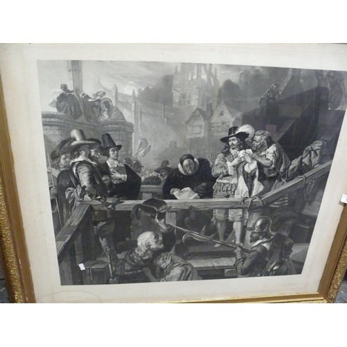 78 - Large Victorian engraving by W T Davey of the Marquis of Montrose on the way to his execution signed... 