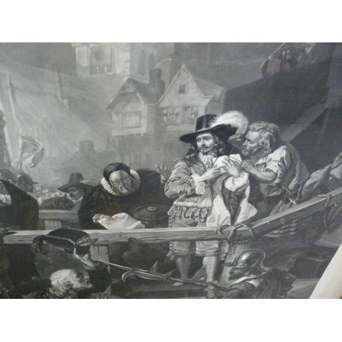 78 - Large Victorian engraving by W T Davey of the Marquis of Montrose on the way to his execution signed... 