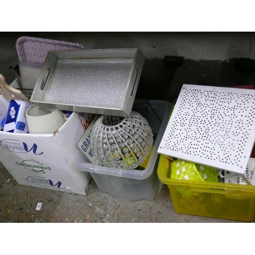 177 - 3 mixed boxes of decorative items and kitchenware