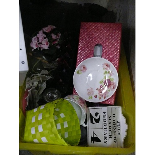 177 - 3 mixed boxes of decorative items and kitchenware