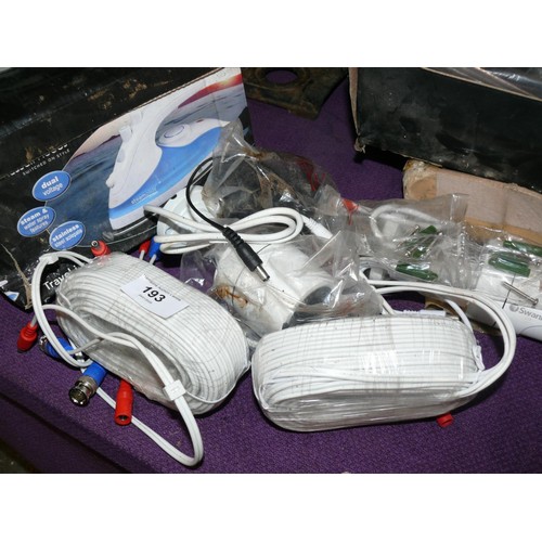 193 - CCTV cameras with cables plus a new Rusell Hobbs travel iron