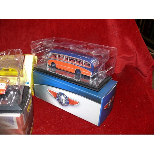 216 - 5 boxed vehicles to include Only Fools and Horses, British Touring Cars, Classic Coaches etc