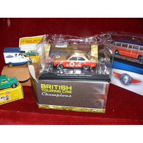 216 - 5 boxed vehicles to include Only Fools and Horses, British Touring Cars, Classic Coaches etc