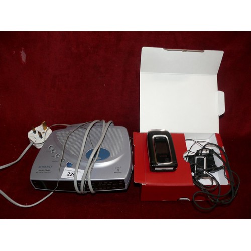 220 - Roberts radio and Nokia 6131 flip mobile phone in an LG box