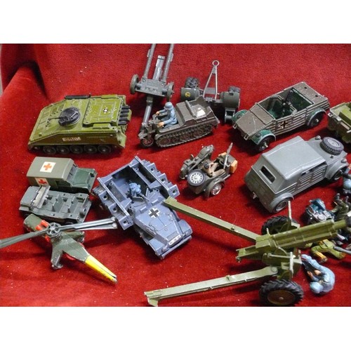 226 - Large basket of military vehicle models and figures