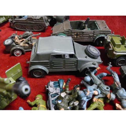 226 - Large basket of military vehicle models and figures