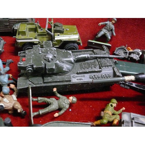 226 - Large basket of military vehicle models and figures