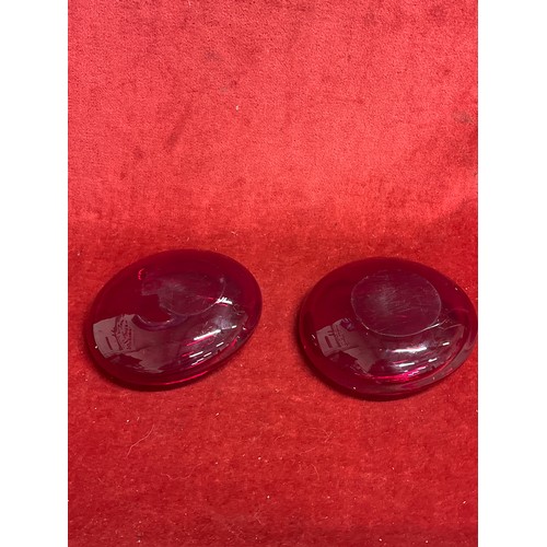 3 - Pair of mid century ruby & clear bowls, possibly Whitefriars