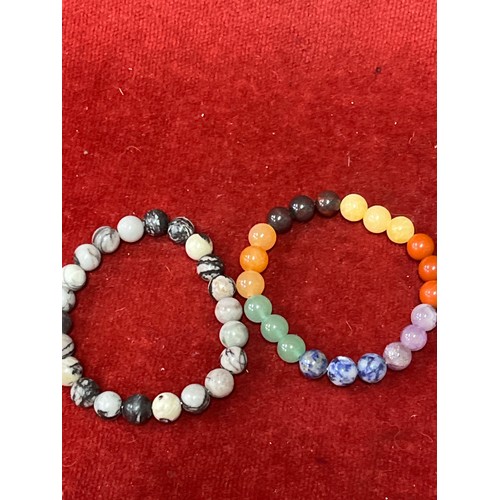 18 - Five natural stone bead bracelets including amazonite, jasper, aventurine