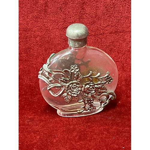 8 - 5 scent bottles including two Edwardian cut glass with sterling silver lids hallmarked Birmingham 19... 
