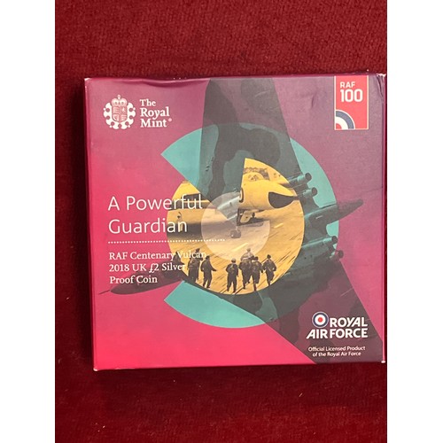 37 - Sterling silver proof £2.00 coin. RAF Centenary Vulcan 2018. Limited edition 1/7,500 in case and out... 