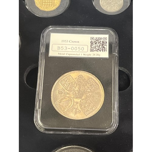 45 - 1953 UK  Datestamp 65th Coronation Jubilee set. Each of the coins in a plastic capsule and with pres... 