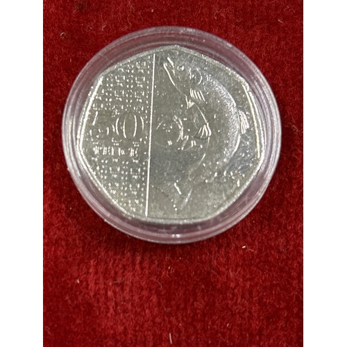 66 - Charles III 2023 Atlantic Salmon 50p coin, no privy mark. Circulated coin