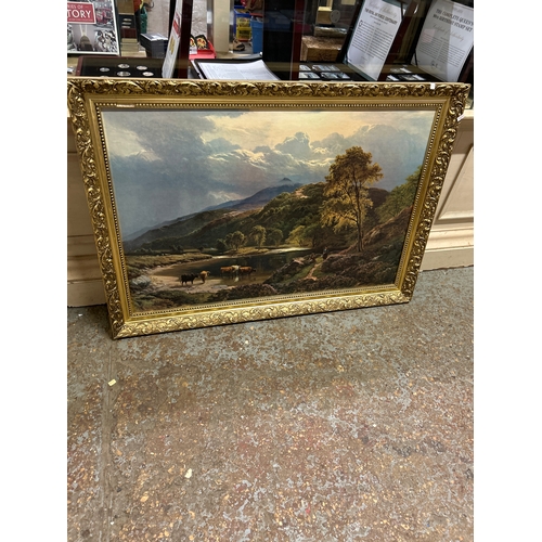 101A - A very large print of a landscape by Sidney Richard Percy “After the storm” in an ornate gilt frame.... 