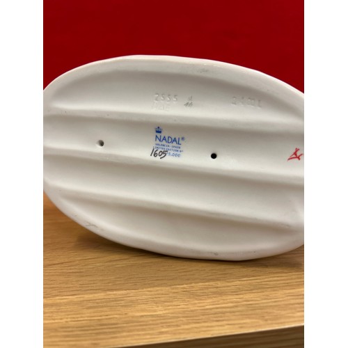 79B - Nadal Spanish porcelain figurine of a girl pushing a wheelbarrow, new with box and packaging