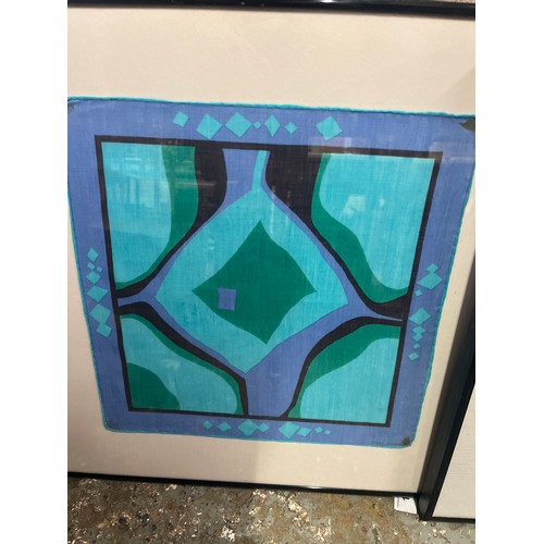 157 - 3 mounted and framed abstract handkerchiefs