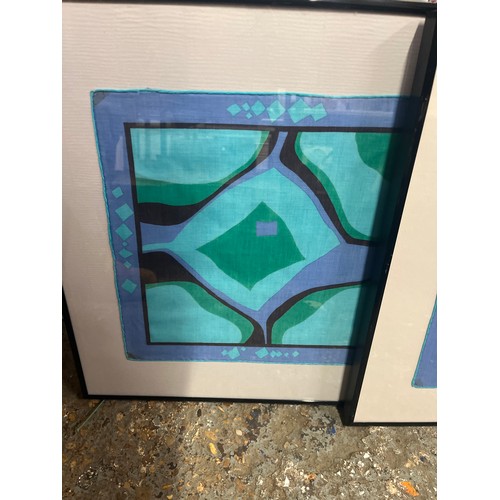157 - 3 mounted and framed abstract handkerchiefs
