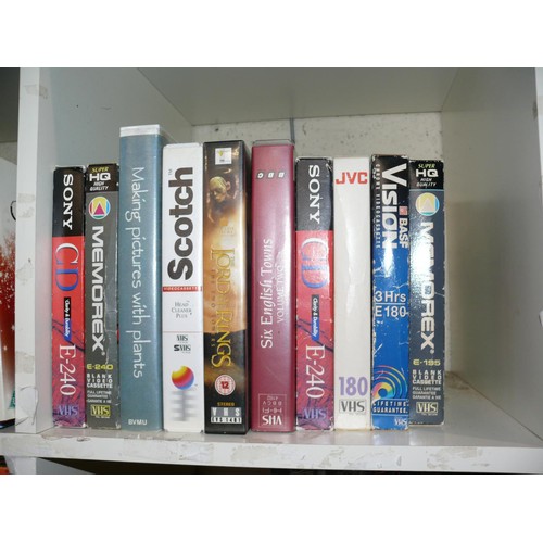 302 - 5 cubes of various DVD's, CD's and VHS