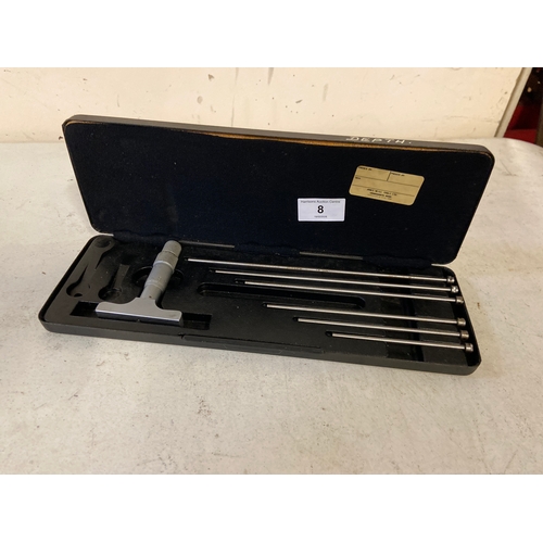 8 - Moore & Wright depth micrometer 0-6mm set in case.