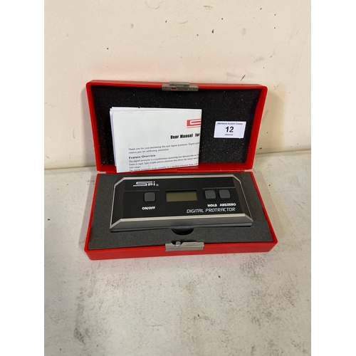 12 - SPI digital protractor, in the original fitted case with instructions.
