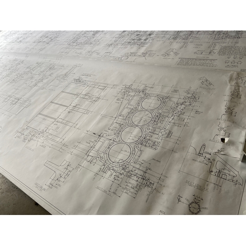 36 - Pair of very large Pilbeam technical drawings for the Honda Cylinder Component engine block, with Ja... 