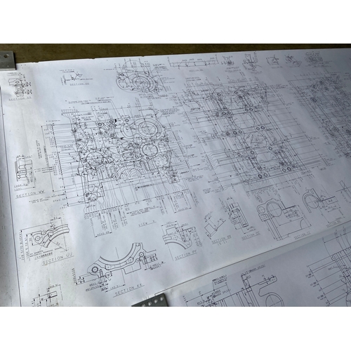 36 - Pair of very large Pilbeam technical drawings for the Honda Cylinder Component engine block, with Ja... 