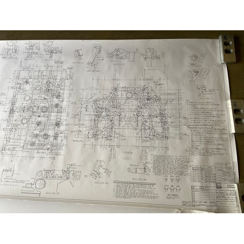 36 - Pair of very large Pilbeam technical drawings for the Honda Cylinder Component engine block, with Ja... 
