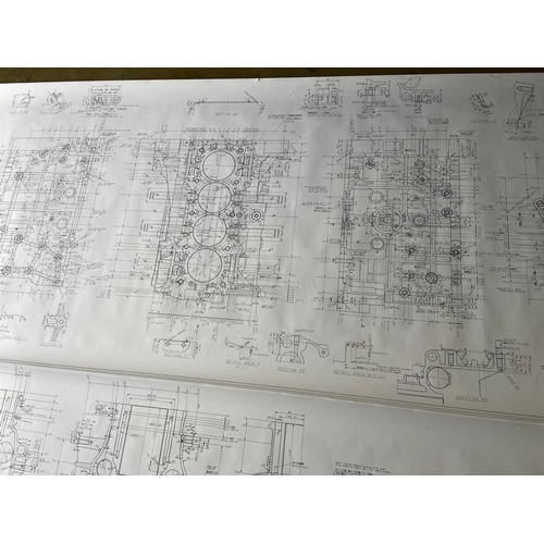 36 - Pair of very large Pilbeam technical drawings for the Honda Cylinder Component engine block, with Ja... 