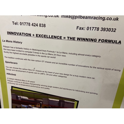 54 - Pilbeam Racing Designs Ltd promotional board - “Innovation + Excellence = The Winning Formula”. Incl... 