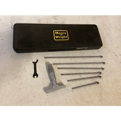 8 - Moore & Wright depth micrometer 0-6mm set in case.