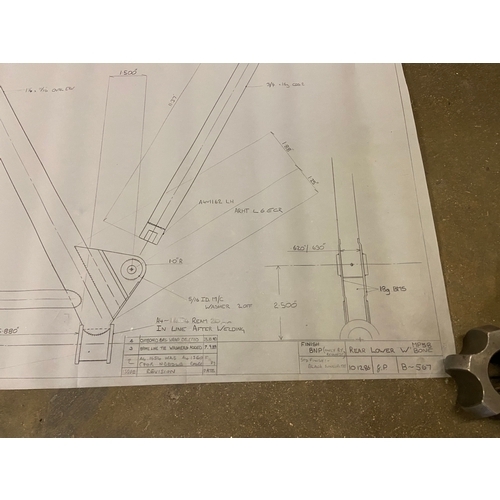 33 - Original Mike Pilbeam technical drawing for the Rear Lower Wishbone of the MP58 single seater hillcl... 