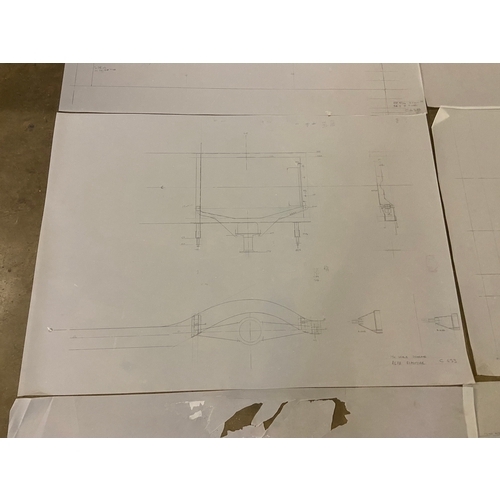 34 - Mixed group of six various original Mike Pilbeam technical drawings, including 1/4 scale scheme of t... 