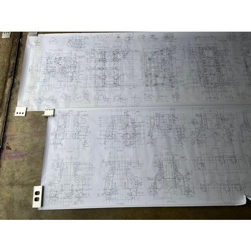 36 - Pair of very large Pilbeam technical drawings for the Honda Cylinder Component engine block, with Ja... 
