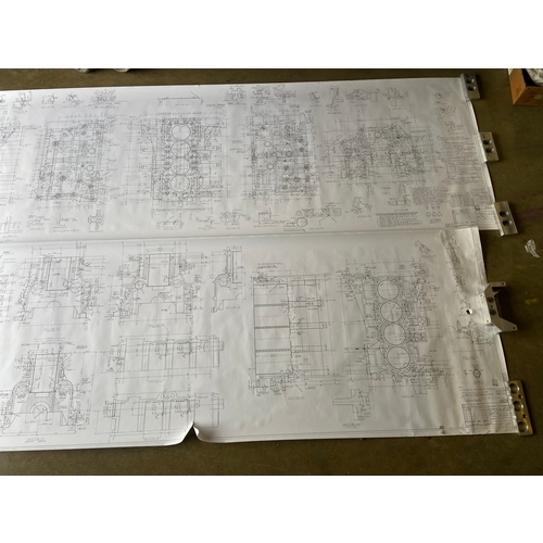 36 - Pair of very large Pilbeam technical drawings for the Honda Cylinder Component engine block, with Ja... 