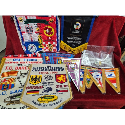 71 - Collection of football pennants to include 2002 Korea World Cup, Euro '96 final, Euro 2004, Aston Vi... 