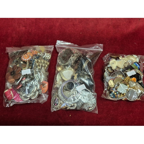 78 - 3 bags of mixed costume jewellery