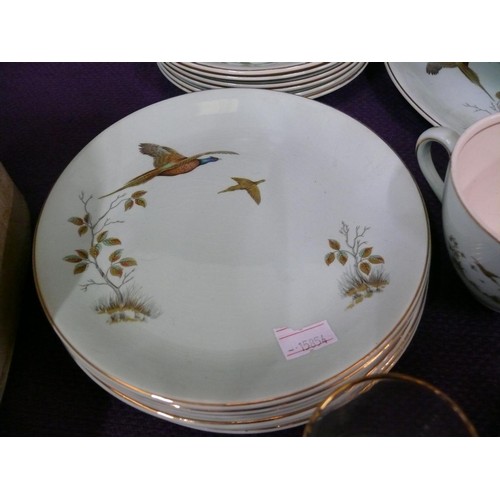 79 - Vintage Alfred Meakin tea set 'Pheasant' pattern - 21 pieces and also 7 pheasant pattern shot glasse... 