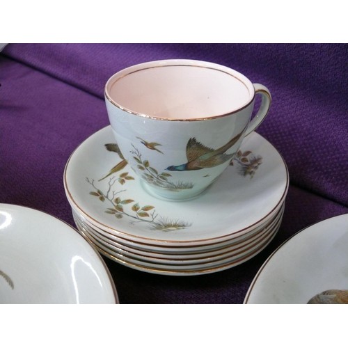79 - Vintage Alfred Meakin tea set 'Pheasant' pattern - 21 pieces and also 7 pheasant pattern shot glasse... 