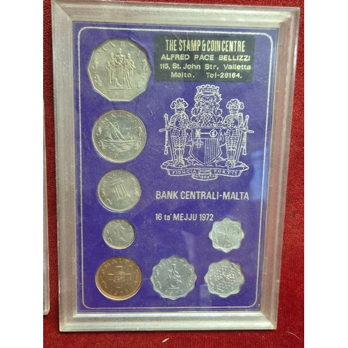 80 - Mixed lot of coins and notes British and Foreign to include Sixpence set 1953-1967 and Maltese proof... 