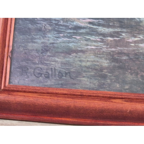 86 - A large framed print of a country scene with figures in a field of poppies by Ernst Wilburn 1872 to ... 