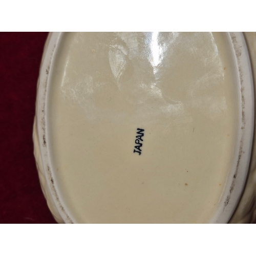 94 - Glazed ceramic chicken crock in cream with 'Japan' stamped underneath
