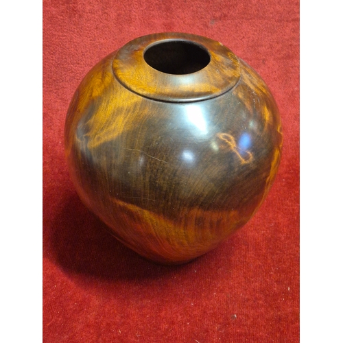 95 - Beautiful vase made in New Zealand from Kauri wood plus a matching trinket pot and a hard wood bowl
