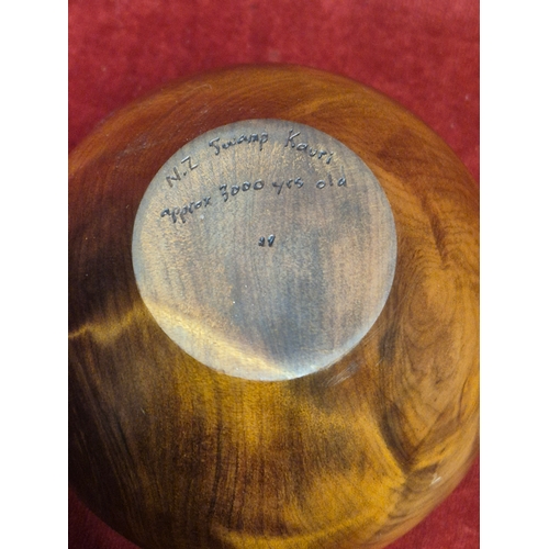 95 - Beautiful vase made in New Zealand from Kauri wood plus a matching trinket pot and a hard wood bowl