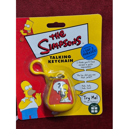 96 - The Simpsons novelty items Talking Keychain and 2 Soap on a Ropes, all new in packets plus a small S... 