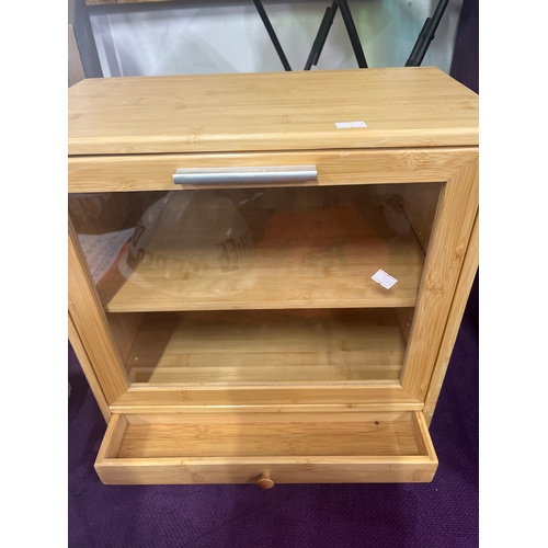 133 - Tabletop collectors/display cabinet with small bottom drawer, internal shelf and glass fronted drop ... 
