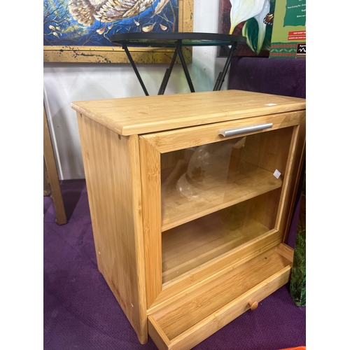 133 - Tabletop collectors/display cabinet with small bottom drawer, internal shelf and glass fronted drop ... 