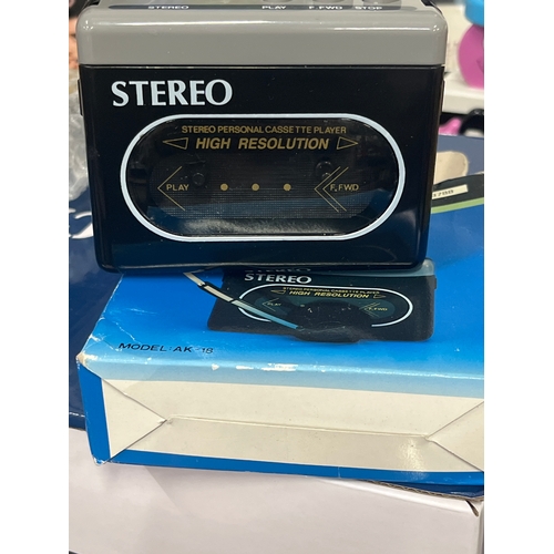 139 - Stereo cassette player with box and a selection of tape cassette music including Dionne Warwick, Tak... 