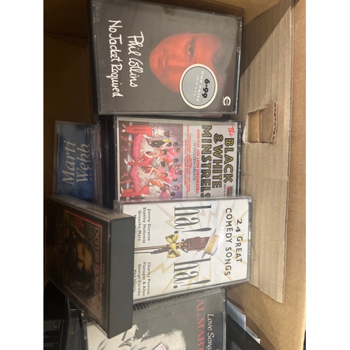139 - Stereo cassette player with box and a selection of tape cassette music including Dionne Warwick, Tak... 